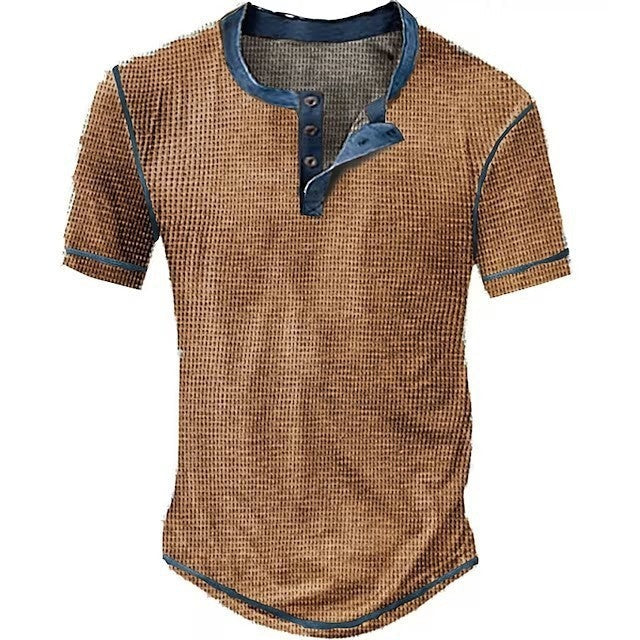 Camiseta Clásica de Cuello Redondo con Botones para Hombre | Ideal para el Verano